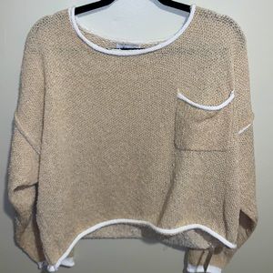 White Birch Knit pull over Sweater SMALL-LARGE tan